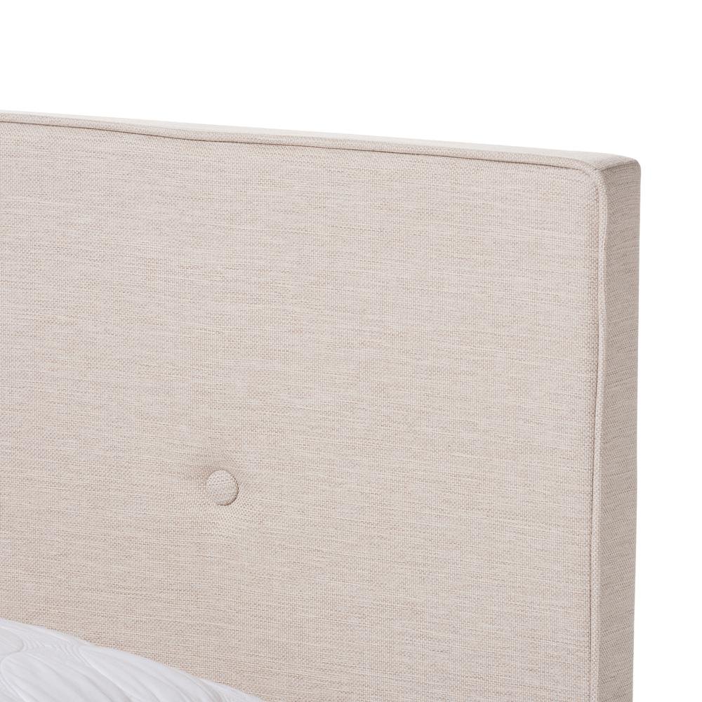 Hampton Modern and Contemporary Light Beige Fabric Upholstered Queen Size Bed. Picture 12