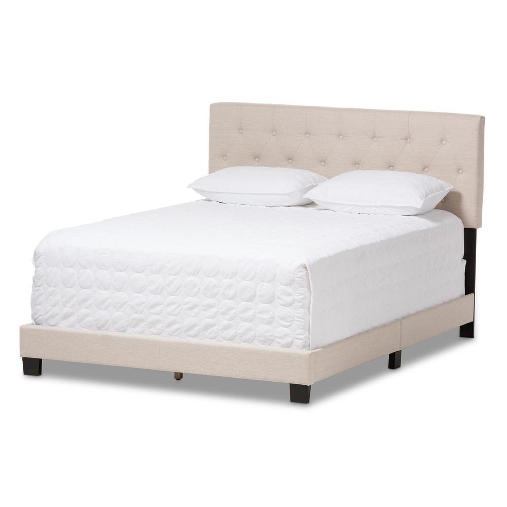 Cassandra Modern and Contemporary Light Beige Fabric Upholstered King Size Bed. Picture 9
