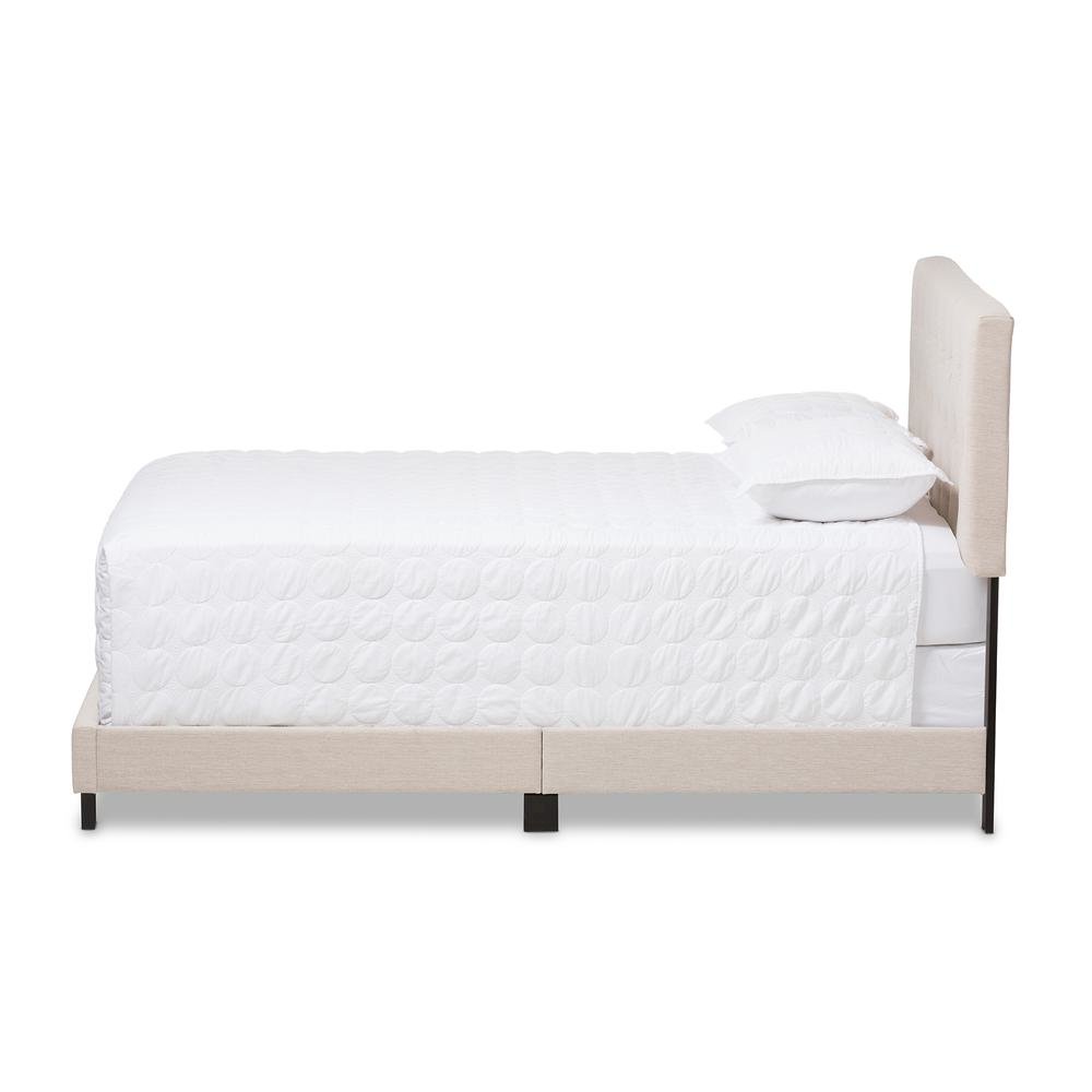Cassandra Modern and Contemporary Light Beige Fabric Upholstered King Size Bed. Picture 10