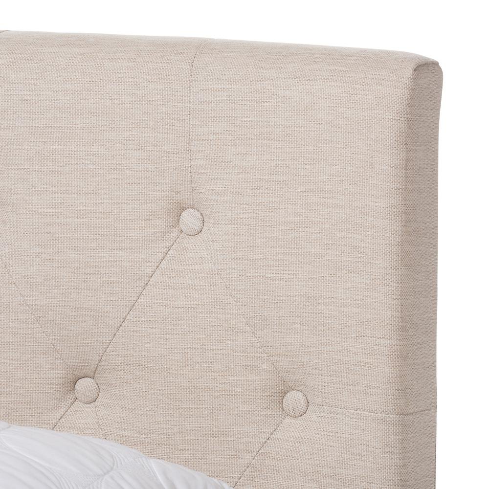 Cassandra Modern and Contemporary Light Beige Fabric Upholstered King Size Bed. Picture 12