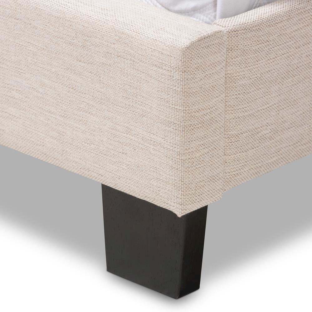 Cassandra Modern and Contemporary Light Beige Fabric Upholstered King Size Bed. Picture 13