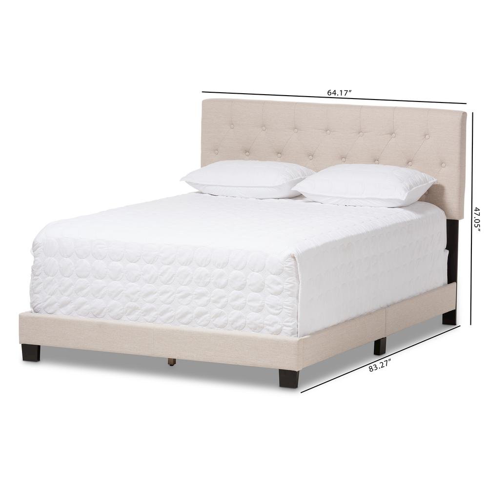 Cassandra Modern and Contemporary Light Beige Fabric Upholstered King Size Bed. Picture 16