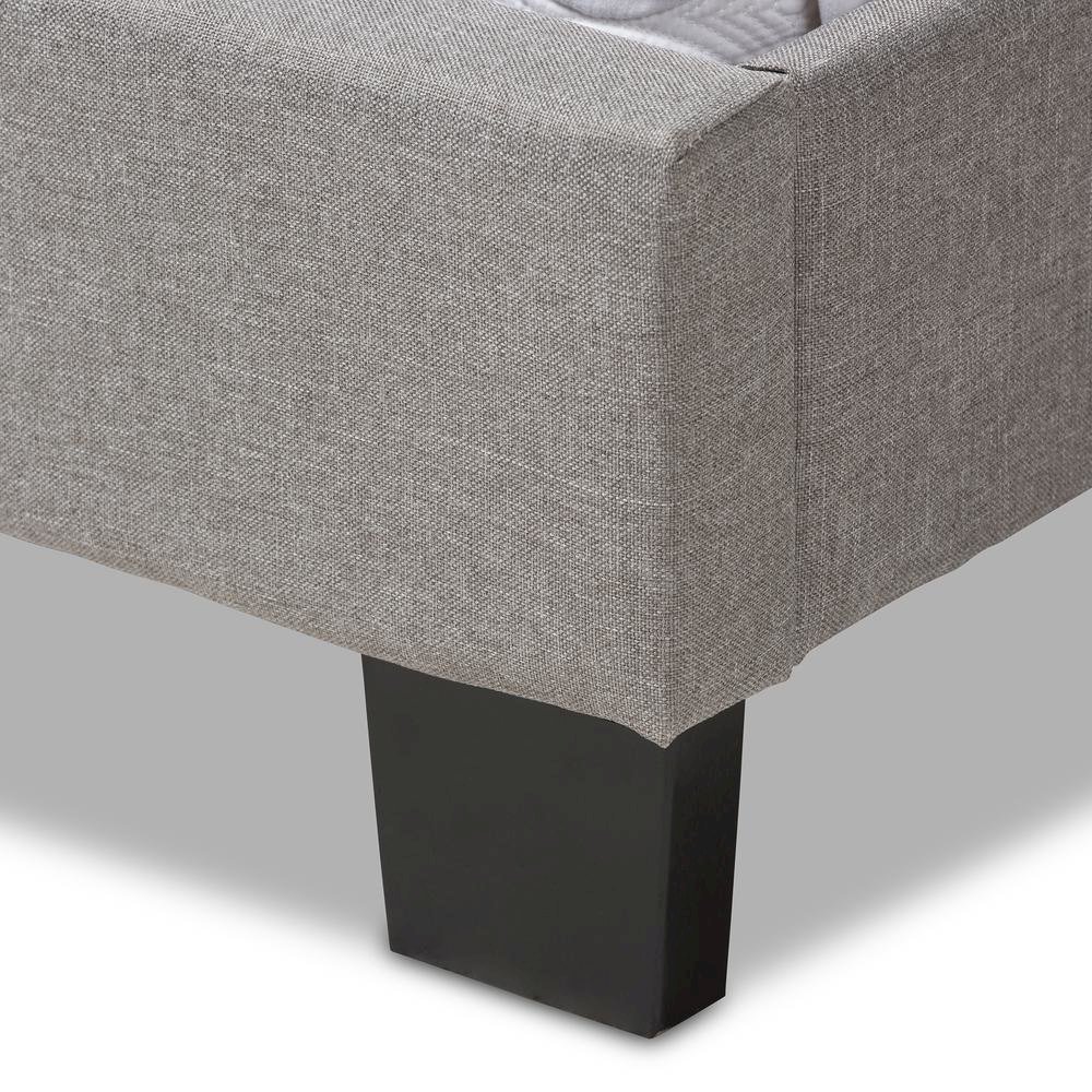 Cassandra Modern and Contemporary Light Grey Fabric Upholstered Queen Size Bed. Picture 13
