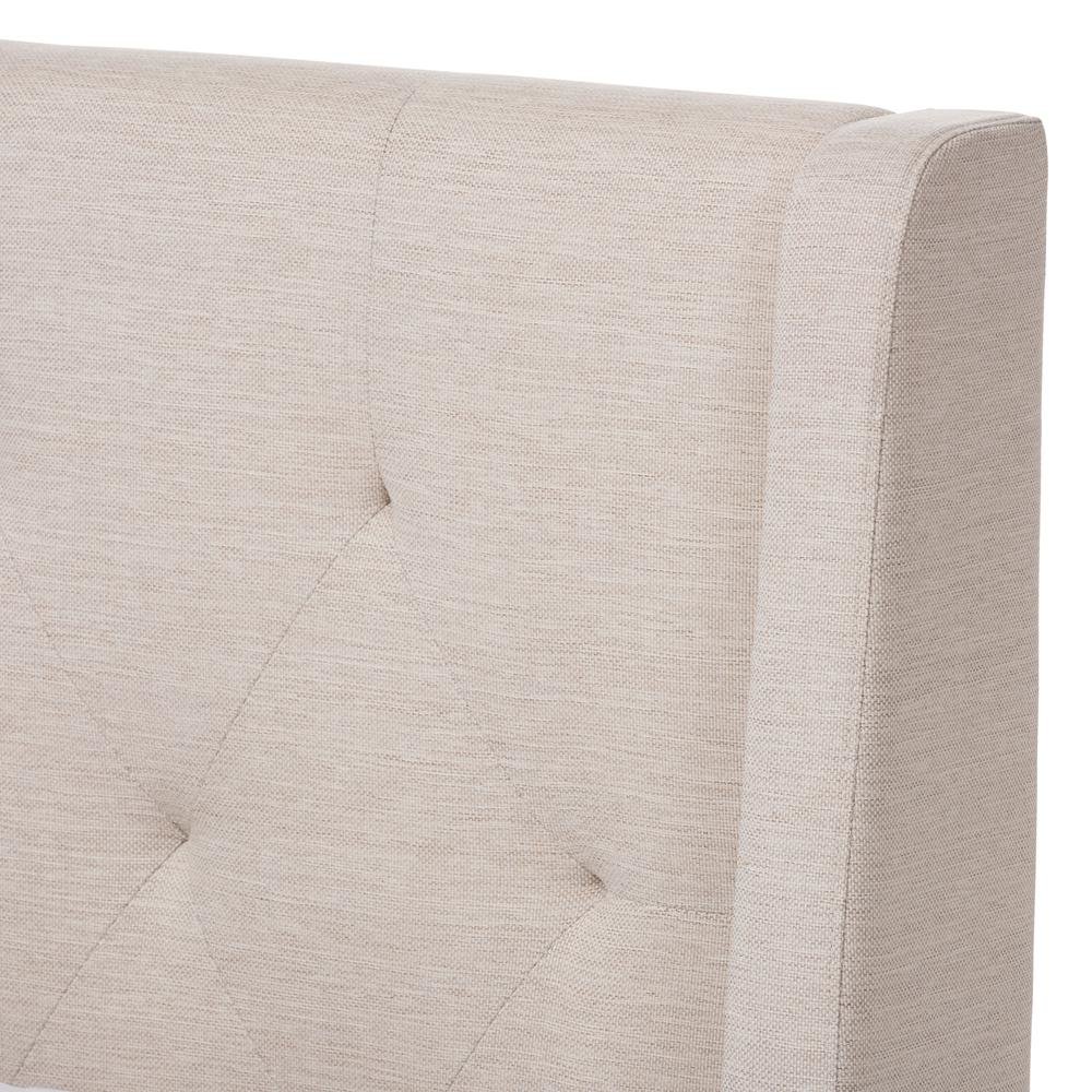 Adelaide Retro Modern Light Beige Fabric Upholstered Queen Size Platform Bed. Picture 12