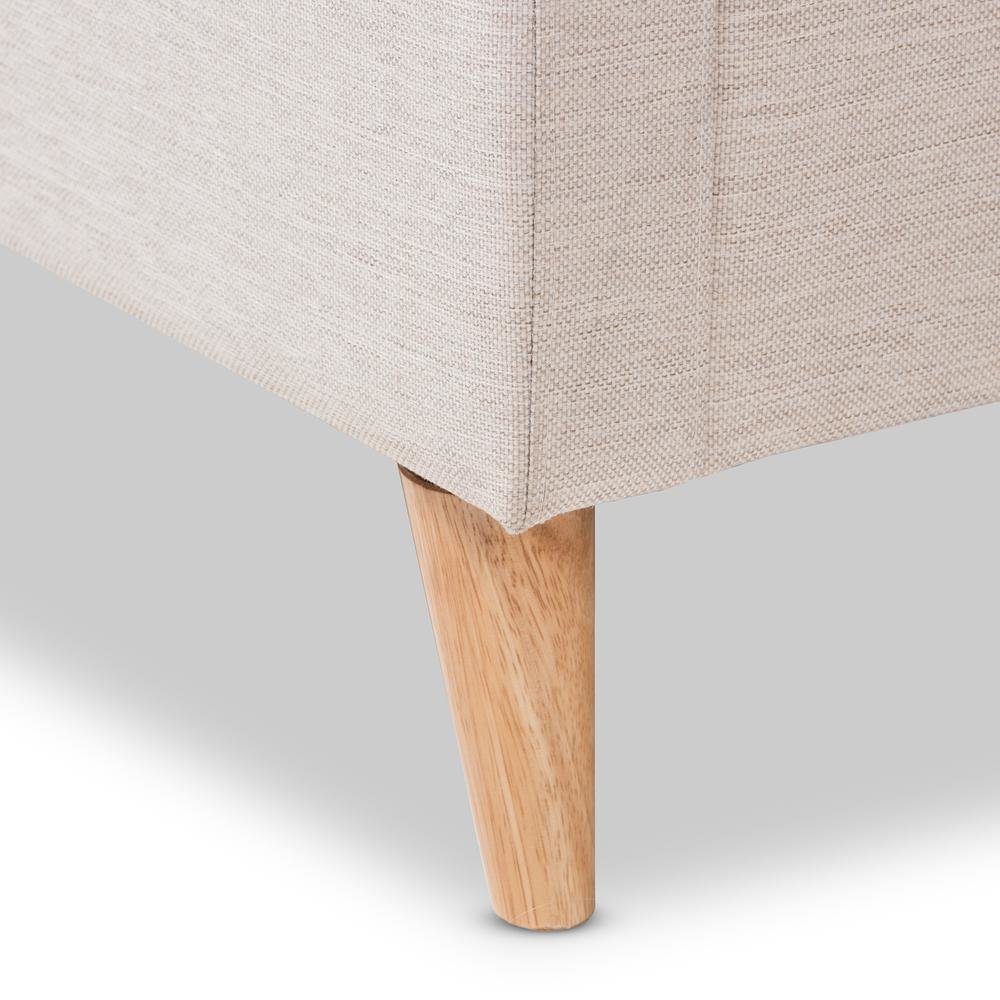 Adelaide Retro Modern Light Beige Fabric Upholstered Queen Size Platform Bed. Picture 13