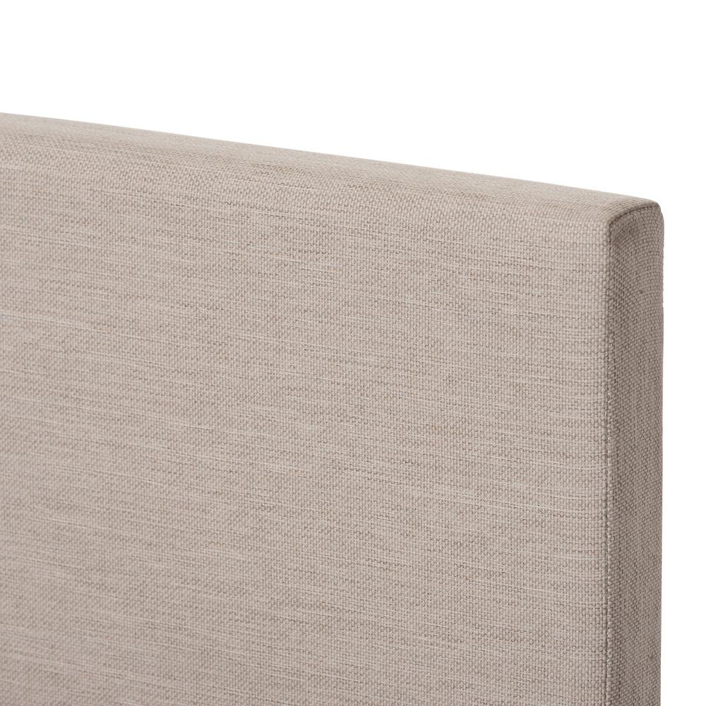 Beige Fabric Upholstered Panel-Stitched Queen Size Platform Bed. Picture 10
