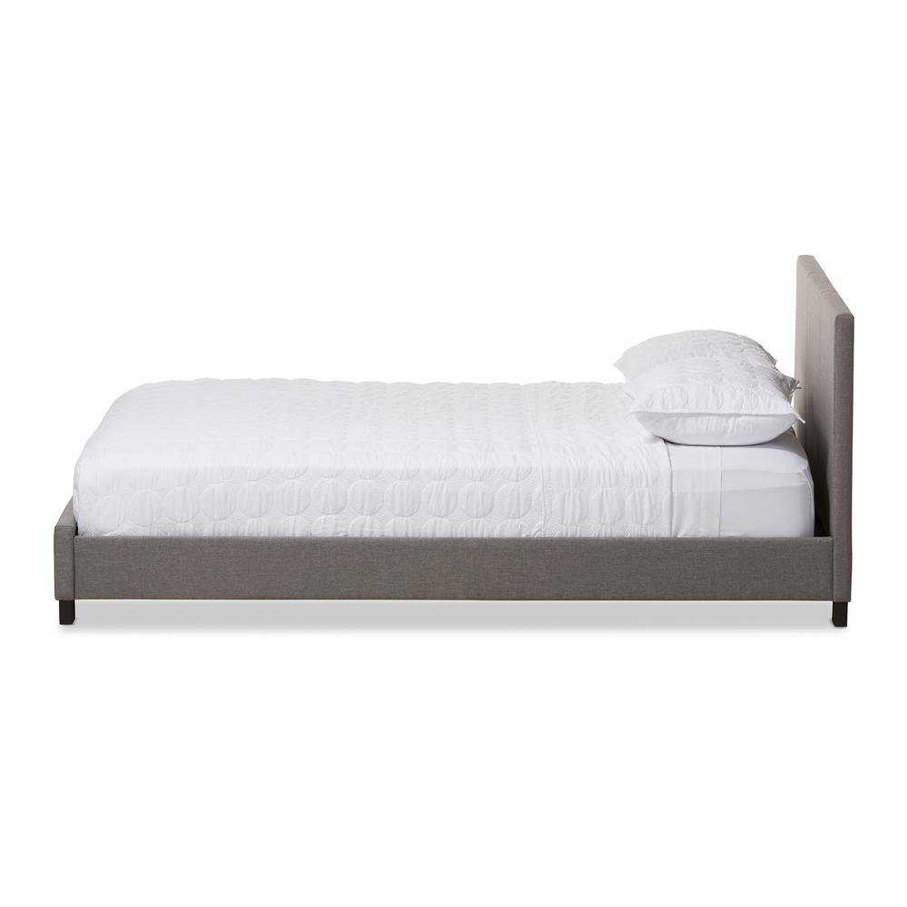 Grey Fabric Upholstered Panel-Stitched Queen Size Platform Bed. Picture 8