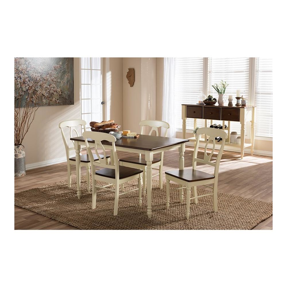 "Cherry" Brown Finishing Wood 5-Piece Dining Set. Picture 15