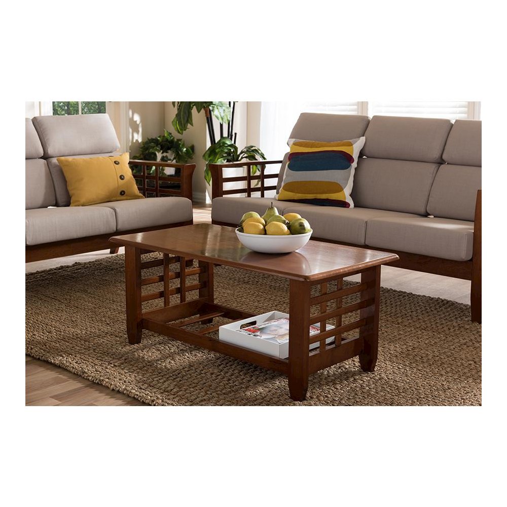 Cherry Finished Brown Wood Living Room Occasional Coffee Table. Picture 4