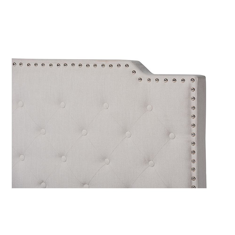 Transitional Beige Fabric Upholstered Button Tufted King Size Panel Bed. Picture 4