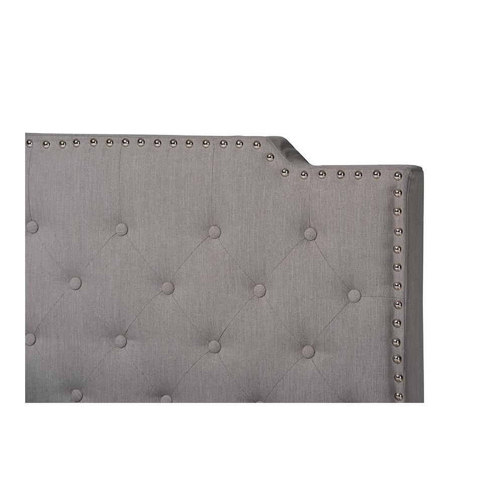 Transitional Grey Fabric Upholstered Button Tufted King Size Panel Bed. Picture 4