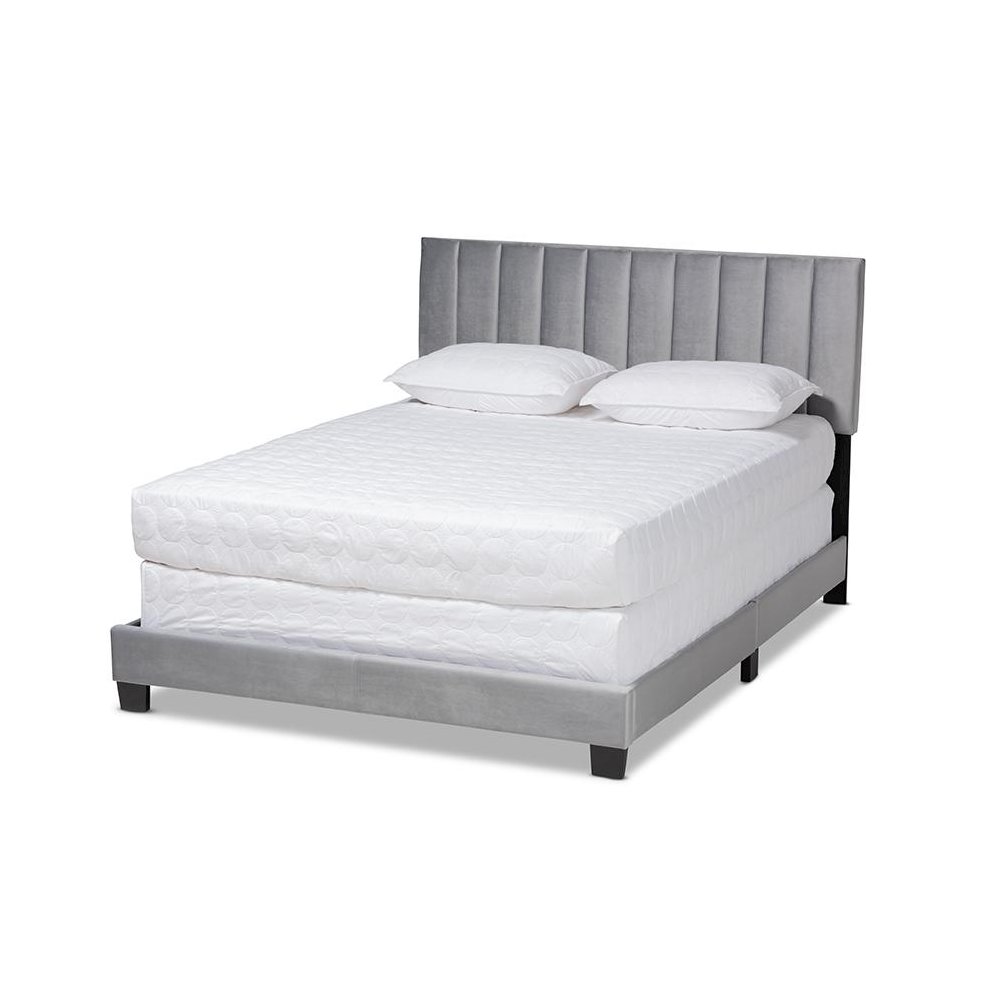 King Size Panel Bed with Channel Tufted Headboard. Picture 1