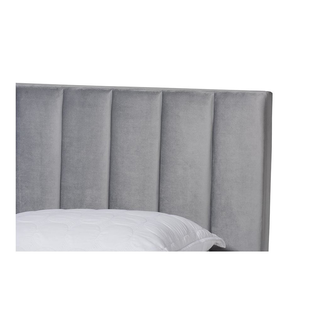 King Size Panel Bed with Channel Tufted Headboard. Picture 4