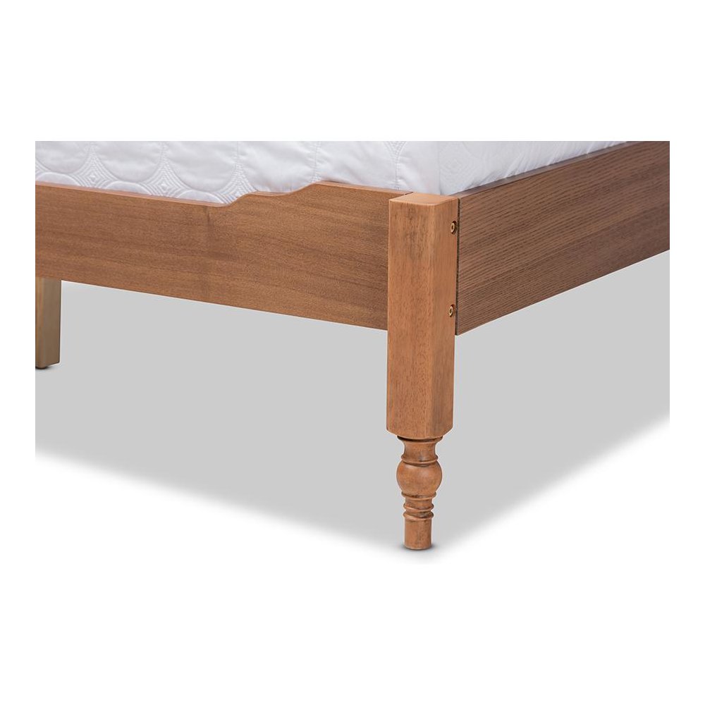 Walnut Brown Finished Wood King Size Platform Storage Bed with Built-In Shelves. Picture 5