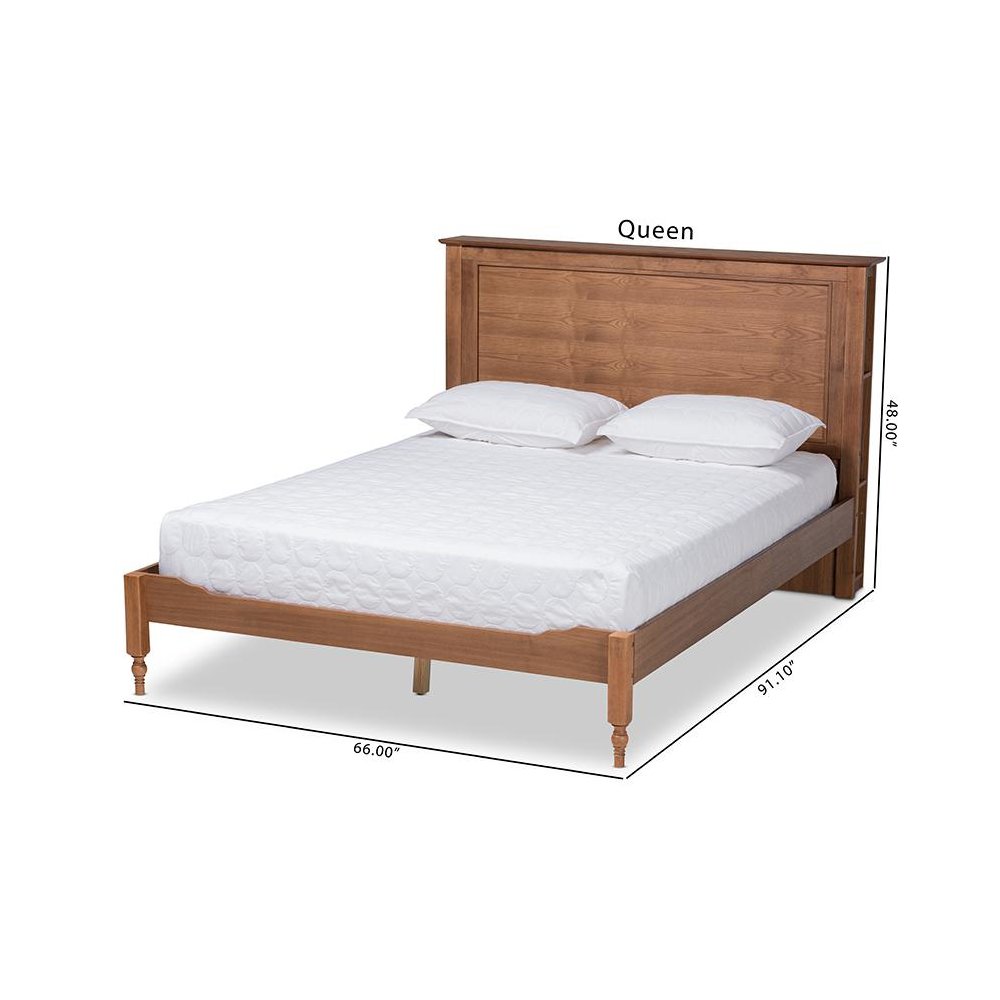 Walnut Brown Finished Wood King Size Platform Storage Bed with Built-In Shelves. Picture 9