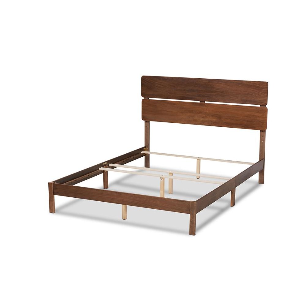 Anthony Modern and Contemporary Walnut Brown Finished Wood King Size Panel Bed. Picture 3