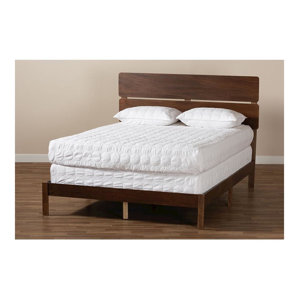 Anthony Modern and Contemporary Walnut Brown Finished Wood King Size Panel Bed. Picture 7
