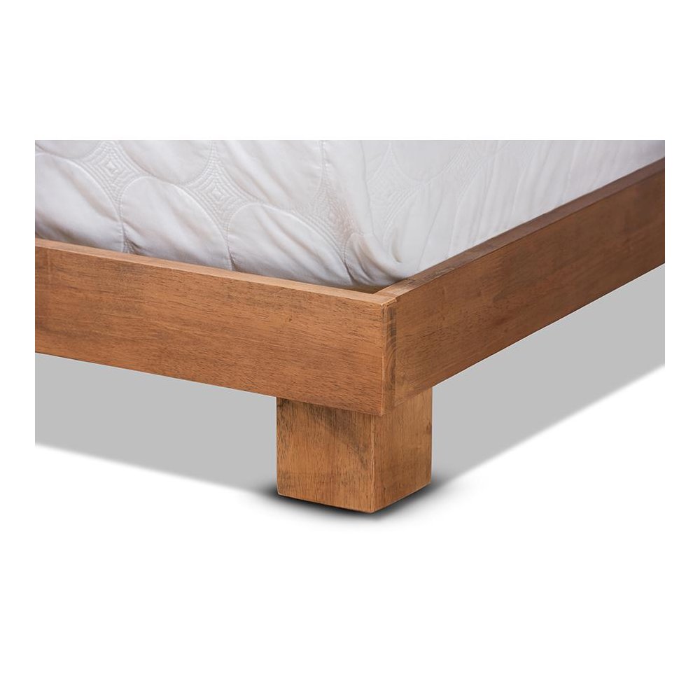 Haines Modern and Contemporary Walnut Brown Finished Wood King Size Platform Bed. Picture 5
