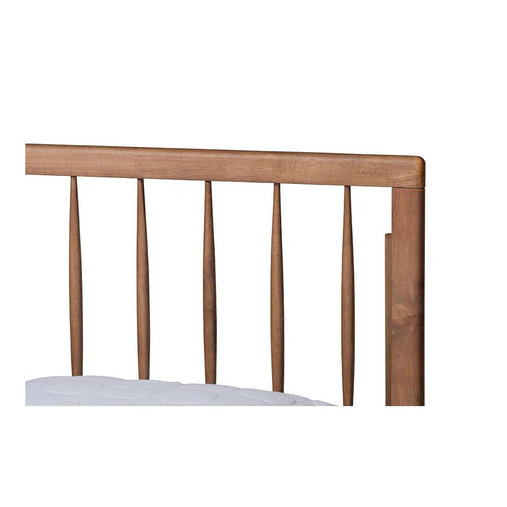 Sora Mid-Century Modern Ash Walnut Finished Wood King Size Platform Bed. Picture 4