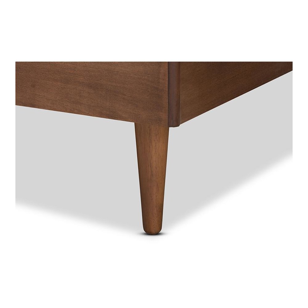 Sora Mid-Century Modern Ash Walnut Finished Wood King Size Platform Bed. Picture 5
