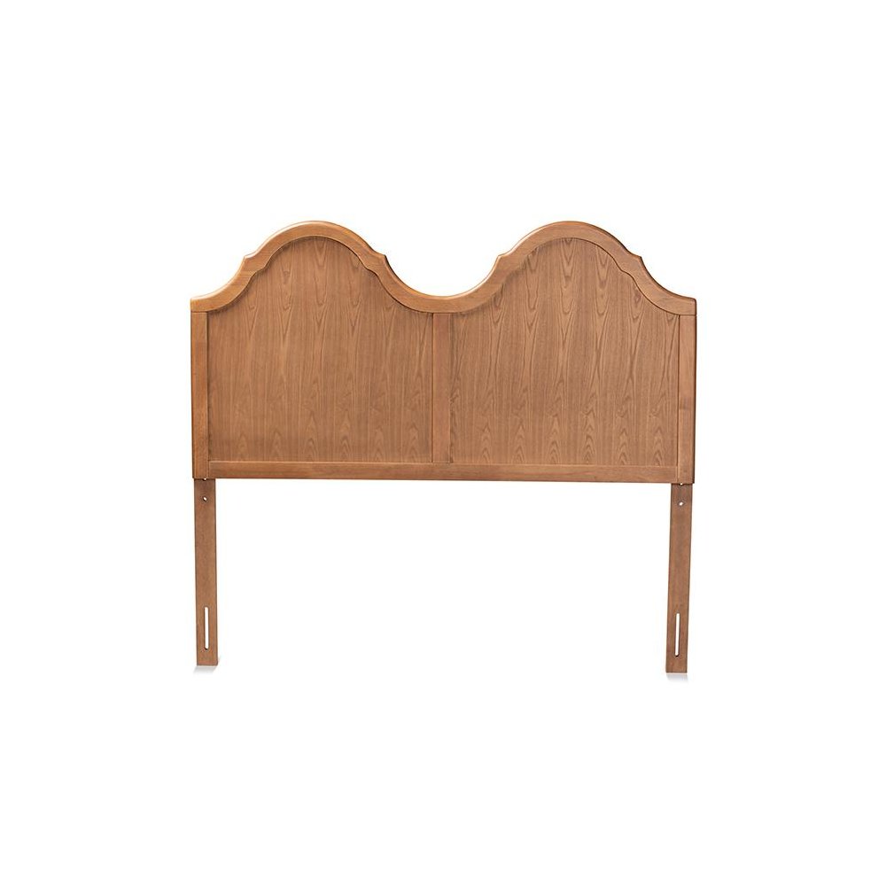 Traditional Ash Walnut Finished Wood King Size Arched Headboard. Picture 2