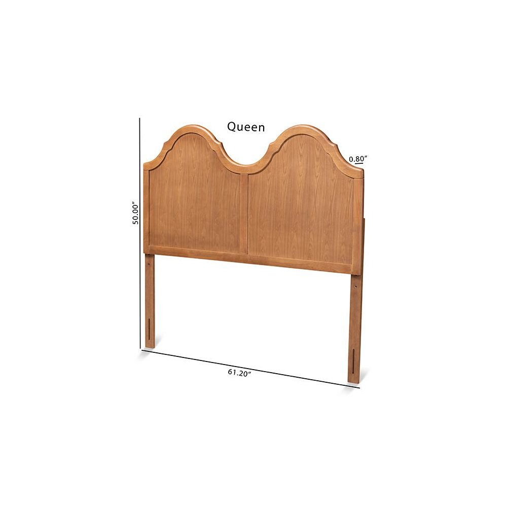 Traditional Ash Walnut Finished Wood King Size Arched Headboard. Picture 6