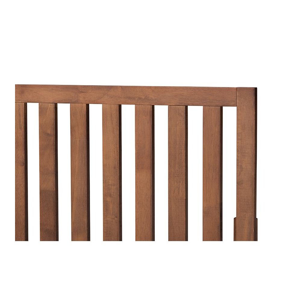 Saki Mid-Century Modern Walnut Brown Finished Wood King Size Platform Bed. Picture 4