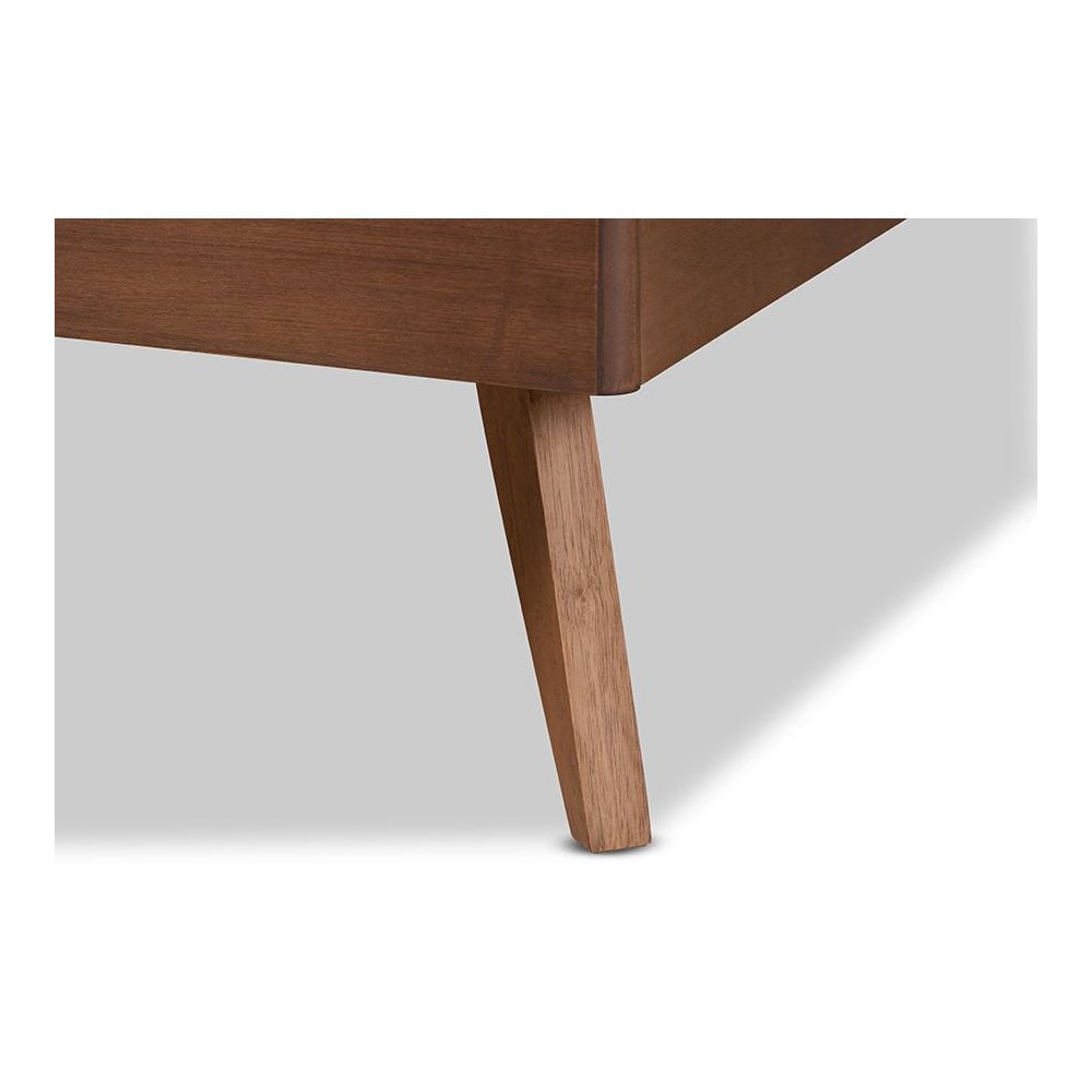 Saki Mid-Century Modern Walnut Brown Finished Wood King Size Platform Bed. Picture 5