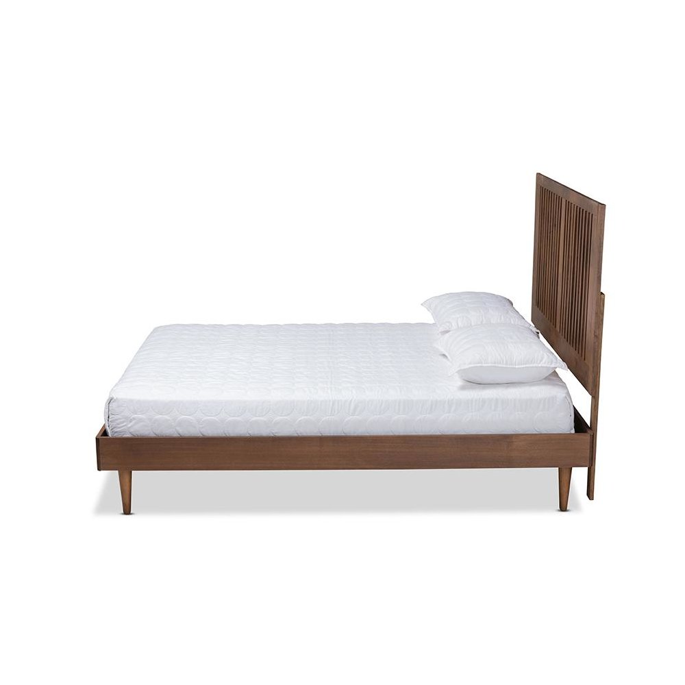 Transitional Ash Walnut Finished Wood King Size Platform Bed. Picture 2