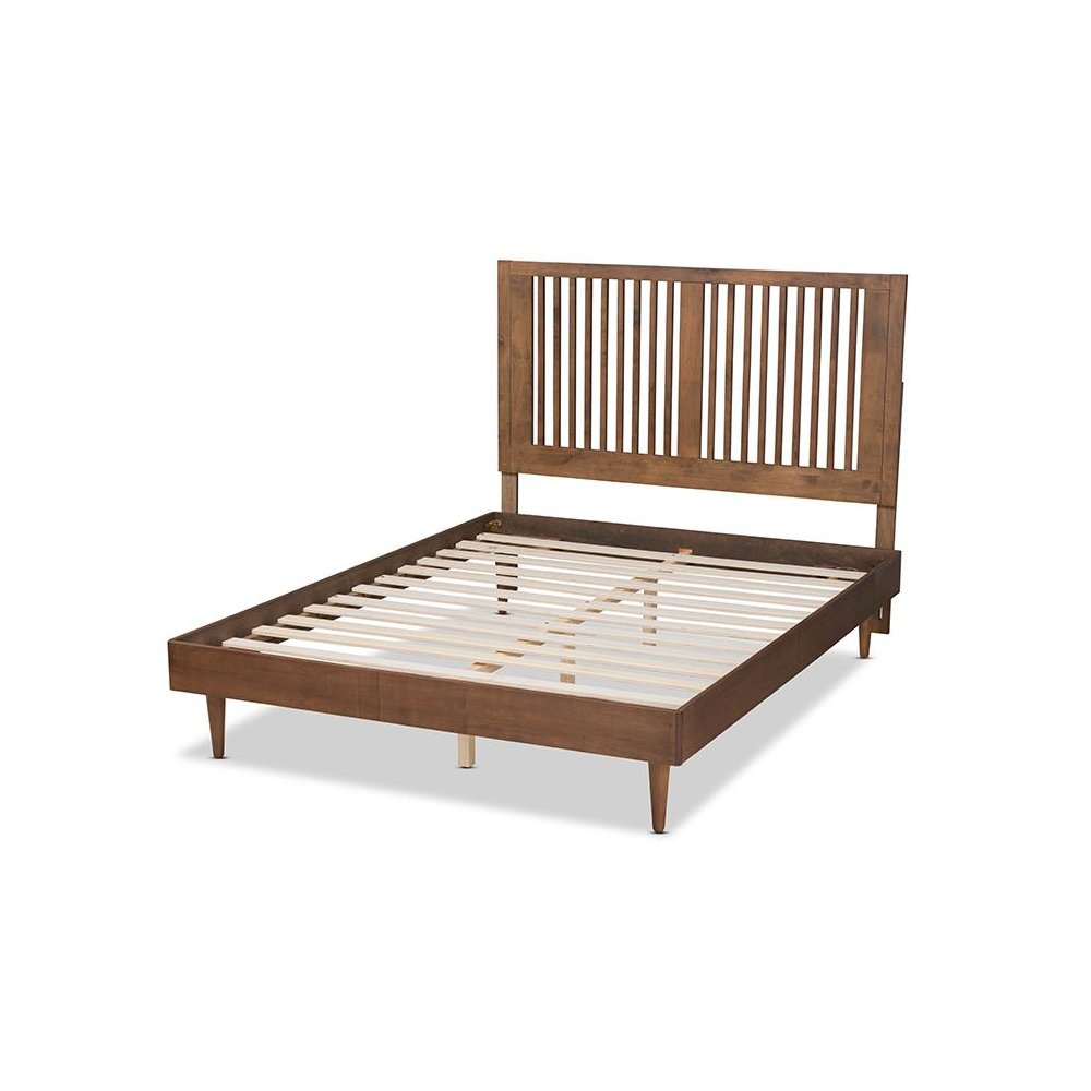 Transitional Ash Walnut Finished Wood King Size Platform Bed. Picture 3