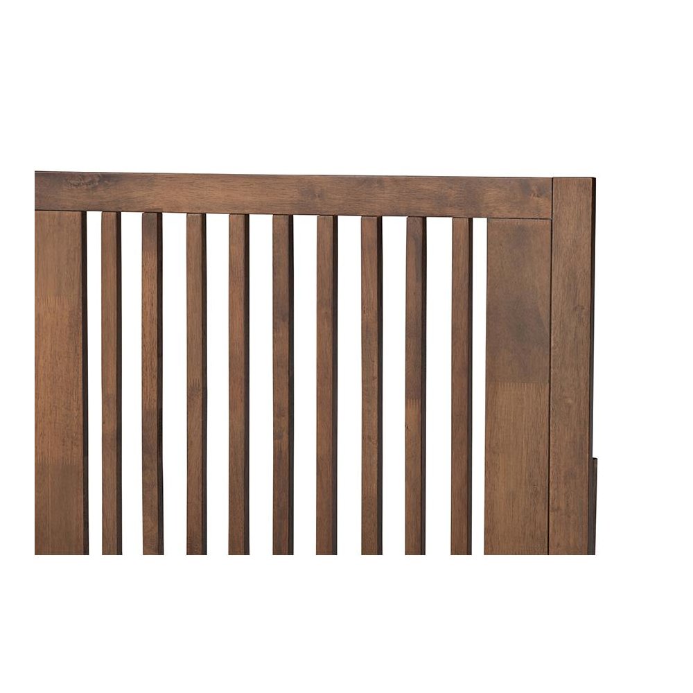 Transitional Ash Walnut Finished Wood King Size Platform Bed. Picture 4