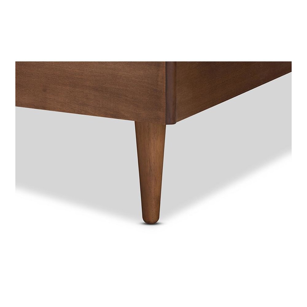 Transitional Ash Walnut Finished Wood King Size Platform Bed. Picture 5