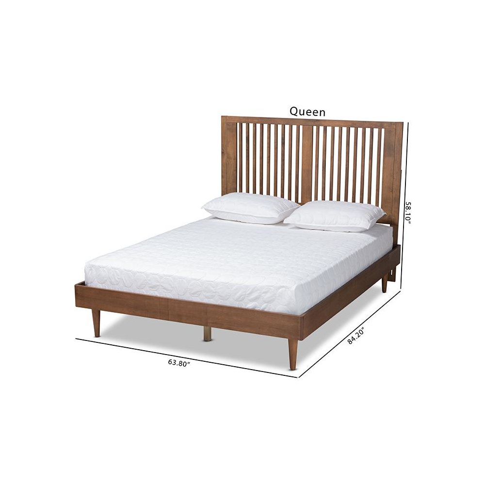 Transitional Ash Walnut Finished Wood King Size Platform Bed. Picture 9