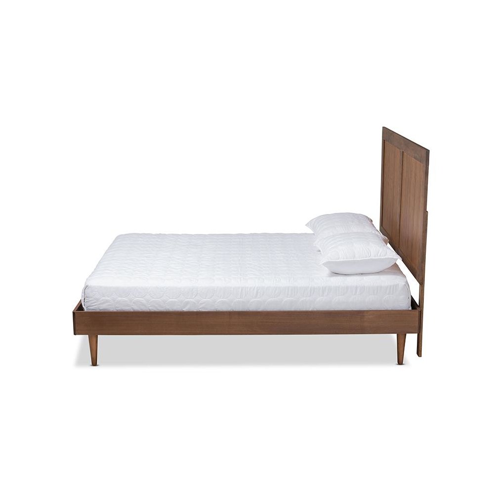 Transitional Ash Walnut Finished Wood King Size Platform Bed. Picture 2