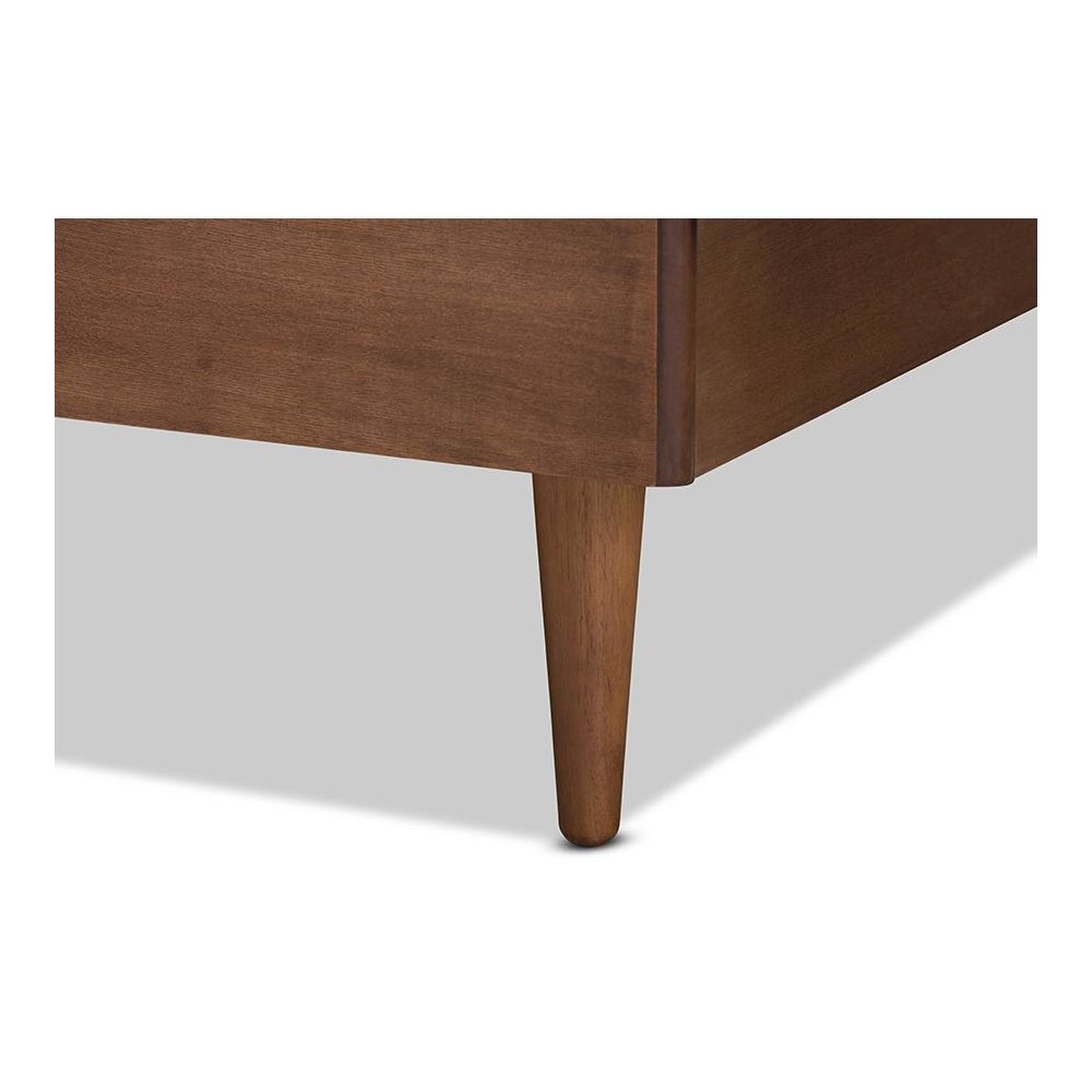 Transitional Ash Walnut Finished Wood King Size Platform Bed. Picture 5
