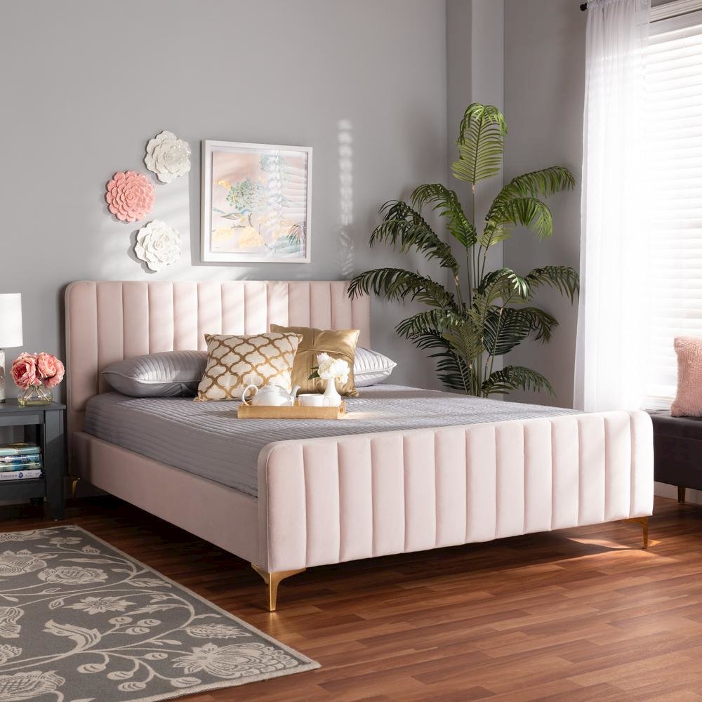 Gold Finished Queen Size Platform Bed. Picture 16