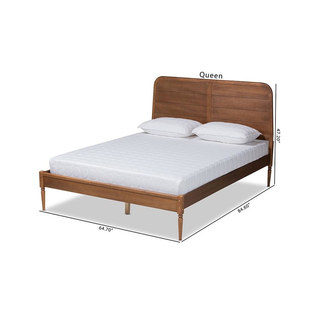 Traditional Walnut Brown Finished Wood King Size Platform Bed. Picture 10