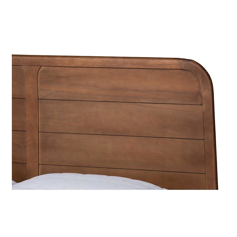 Traditional Walnut Brown Finished Wood King Size Platform Bed. Picture 4