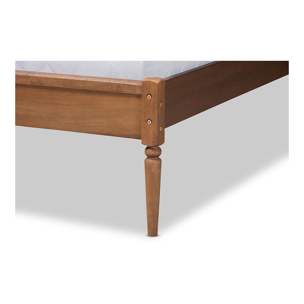 Traditional Walnut Brown Finished Wood King Size Platform Bed. Picture 5
