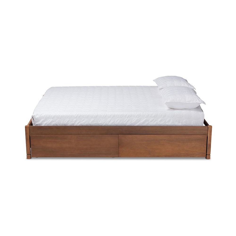Walnut Brown Finished Wood King Size 4-Drawer Platform Storage Bed Frame. Picture 3