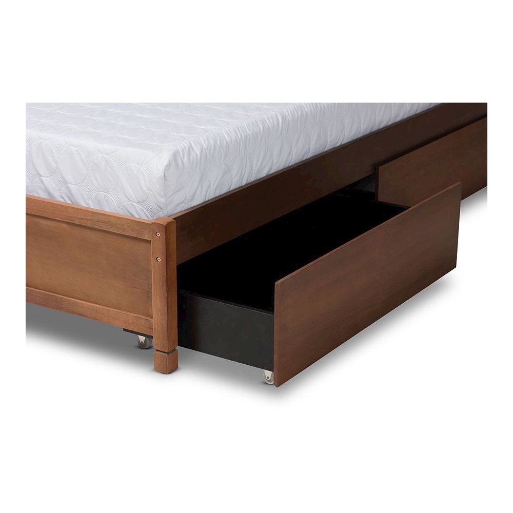 Walnut Brown Finished Wood King Size 4-Drawer Platform Storage Bed Frame. Picture 6