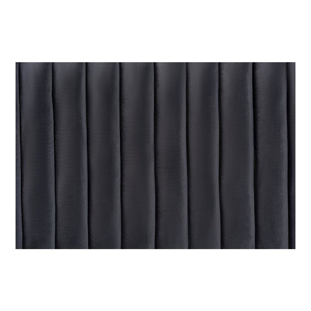 Grey Velvet Fabric Upholstered and Dark Brown Finished Wood Queen Size Headboard. Picture 3