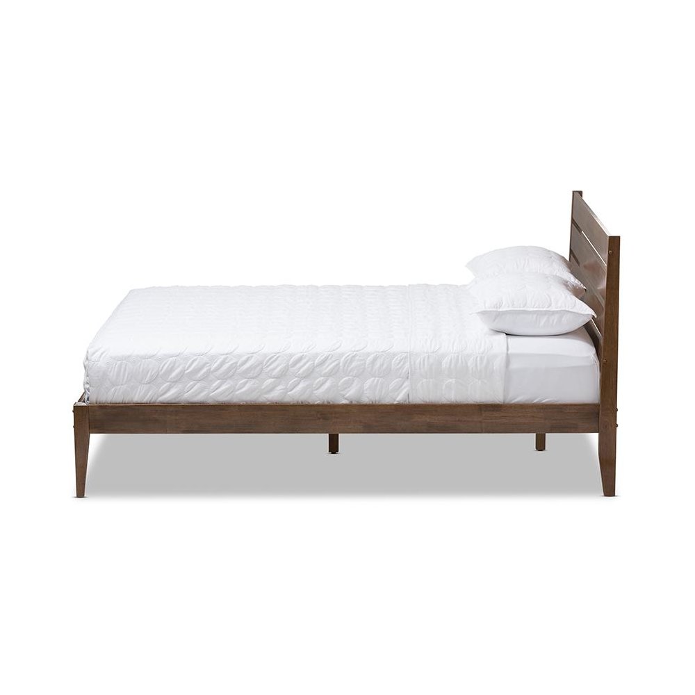 Solid Walnut Wood Slatted Headboard Style King Size Platform Bed. Picture 2