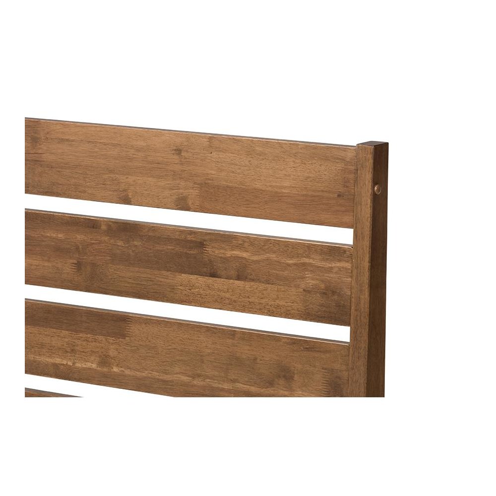 Solid Walnut Wood Slatted Headboard Style King Size Platform Bed. Picture 4