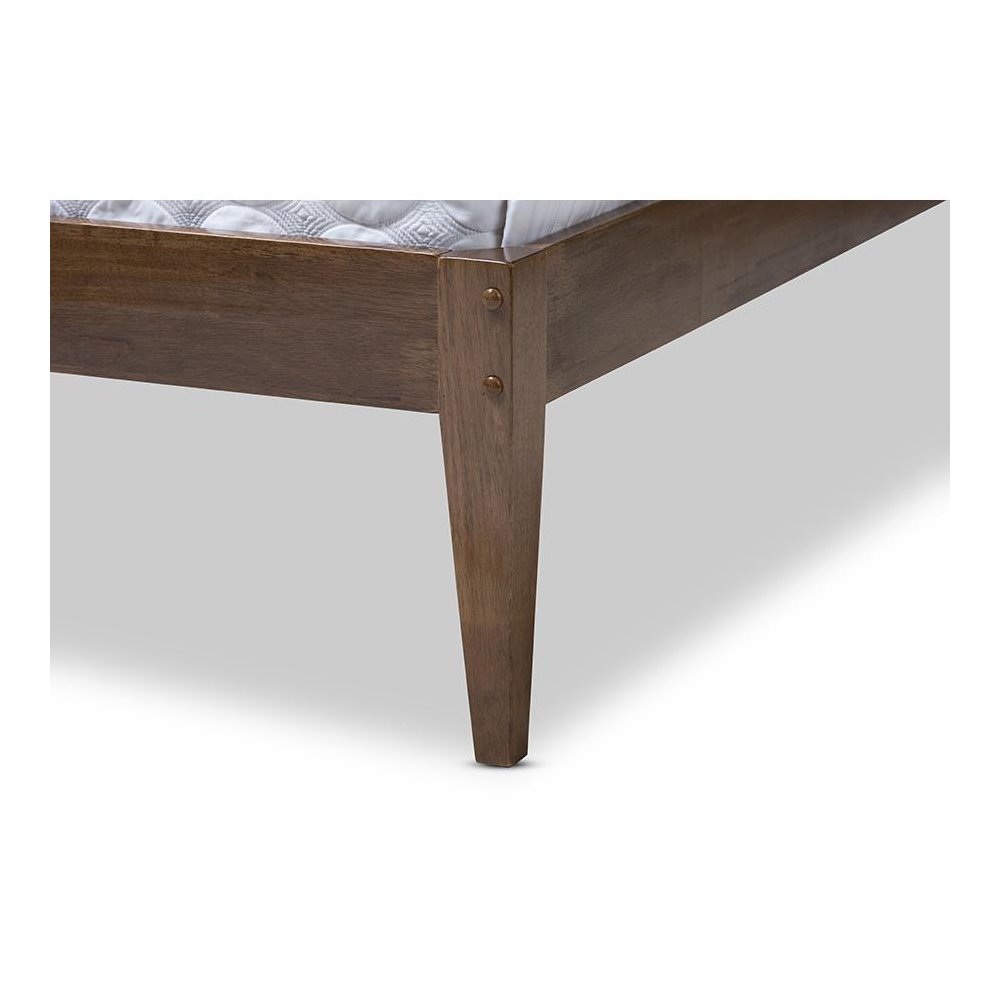 Solid Walnut Wood Slatted Headboard Style King Size Platform Bed. Picture 5