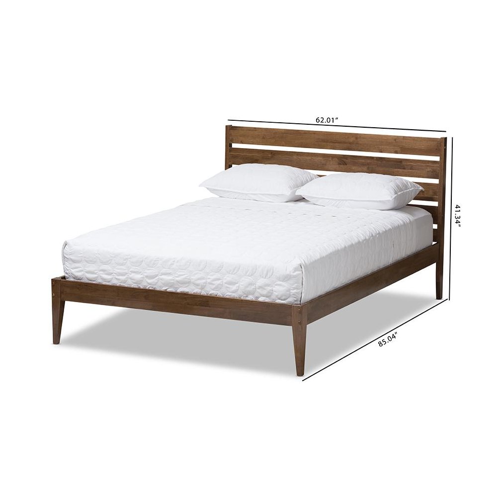 Solid Walnut Wood Slatted Headboard Style King Size Platform Bed. Picture 8
