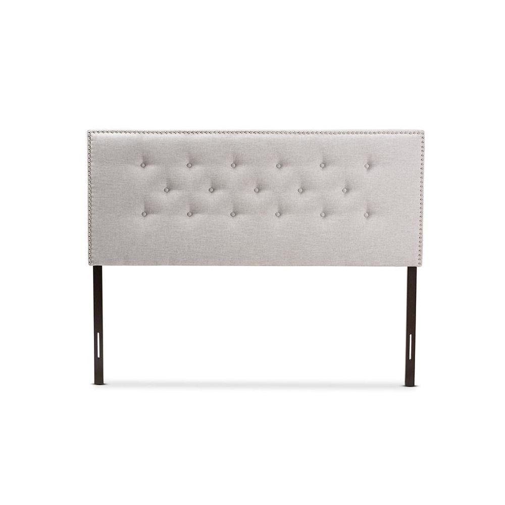 Greyish Beige Fabric Upholstered King Size Headboard. Picture 2