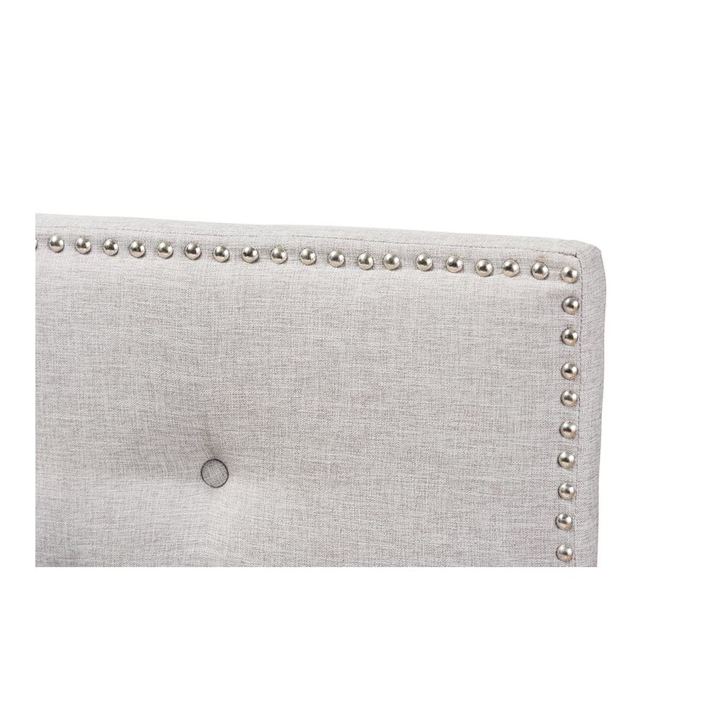 Greyish Beige Fabric Upholstered King Size Headboard. Picture 3