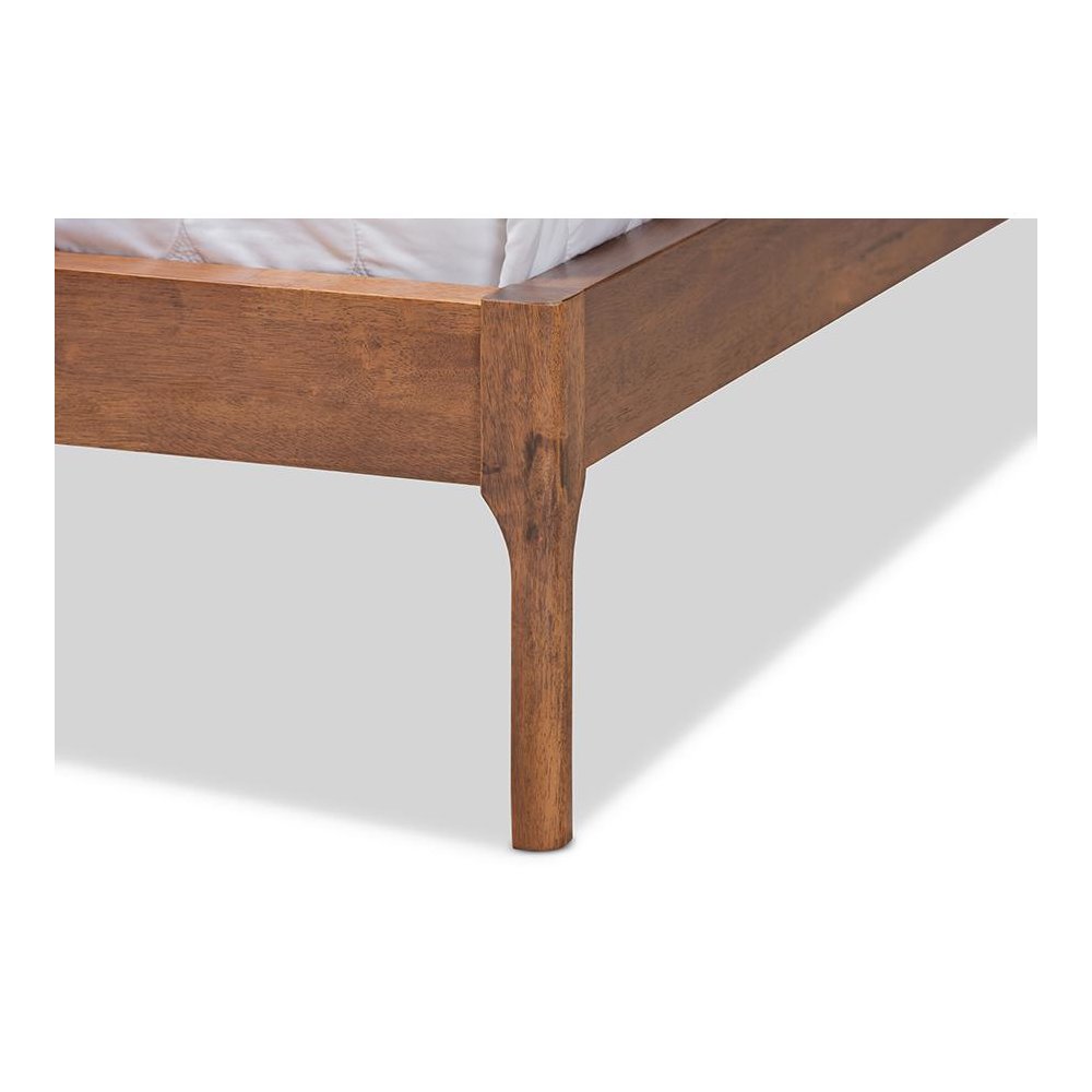 Grey Fabric Upholstered Walnut Finished King Size Platform Bed. Picture 5