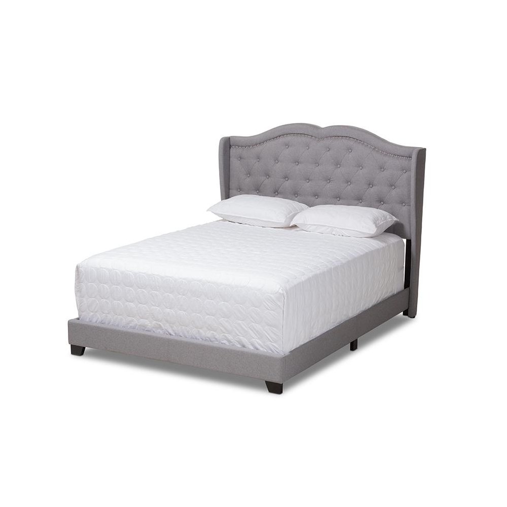 Baxton Studio Aden Modern and Contemporary Grey Fabric Upholstered King Size Bed. Picture 1
